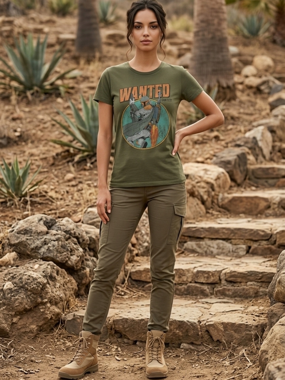 Star Wars Boba Fett Wanted Distressed Mandalorian T-Shirt